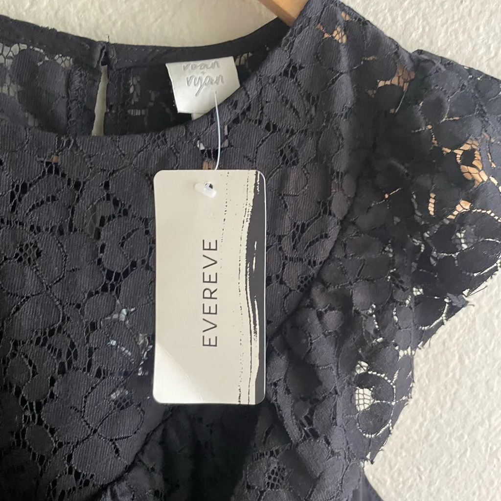Evereve Roan+Ryan Black Lace Ruffle Top NWT - Image 2