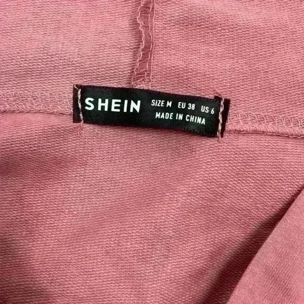 SHEIN Pink Cropped Drawstring Hoodie Size M - Image 6