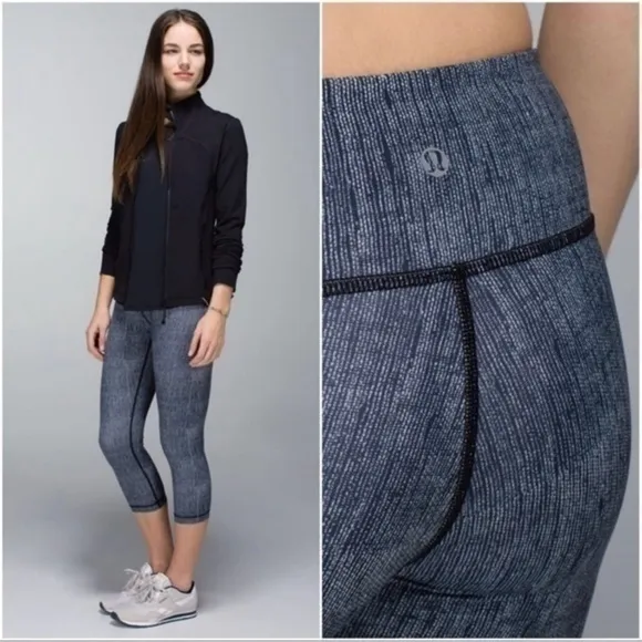 Lululemon Full On Luxtreme Wunder Under Crop Legging Burlap Texture Black Dune 6 - Image 2