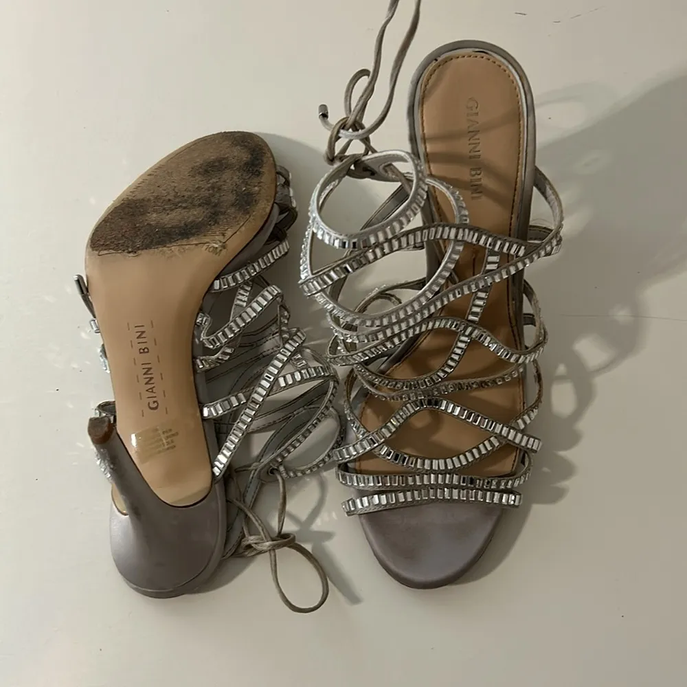 Gianni Bini rhinestone back tie cage heels - Image 4