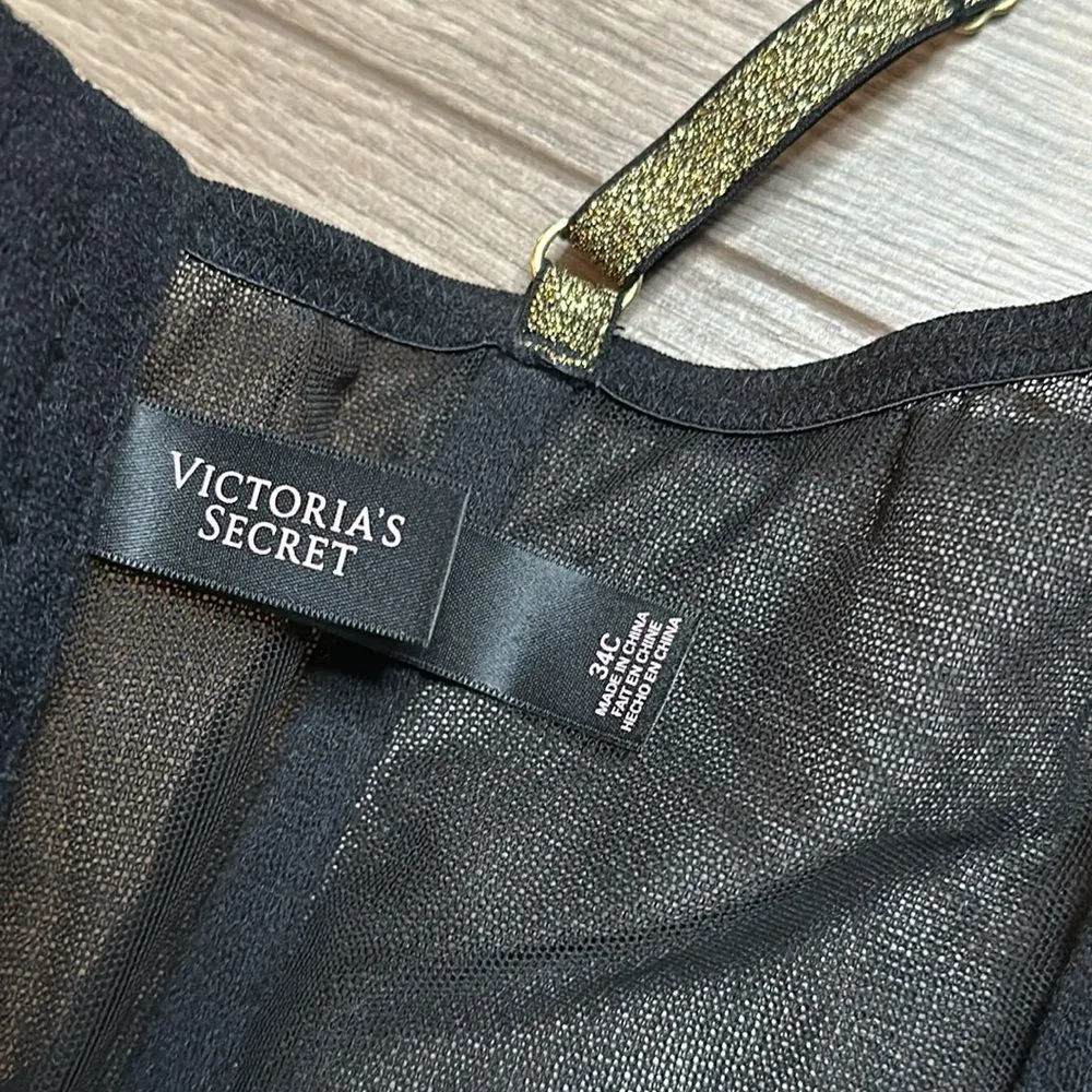 Victoria’s Secret Embroidered Push Up‎ Garter Slip Red And Black Size 34C - Image 11