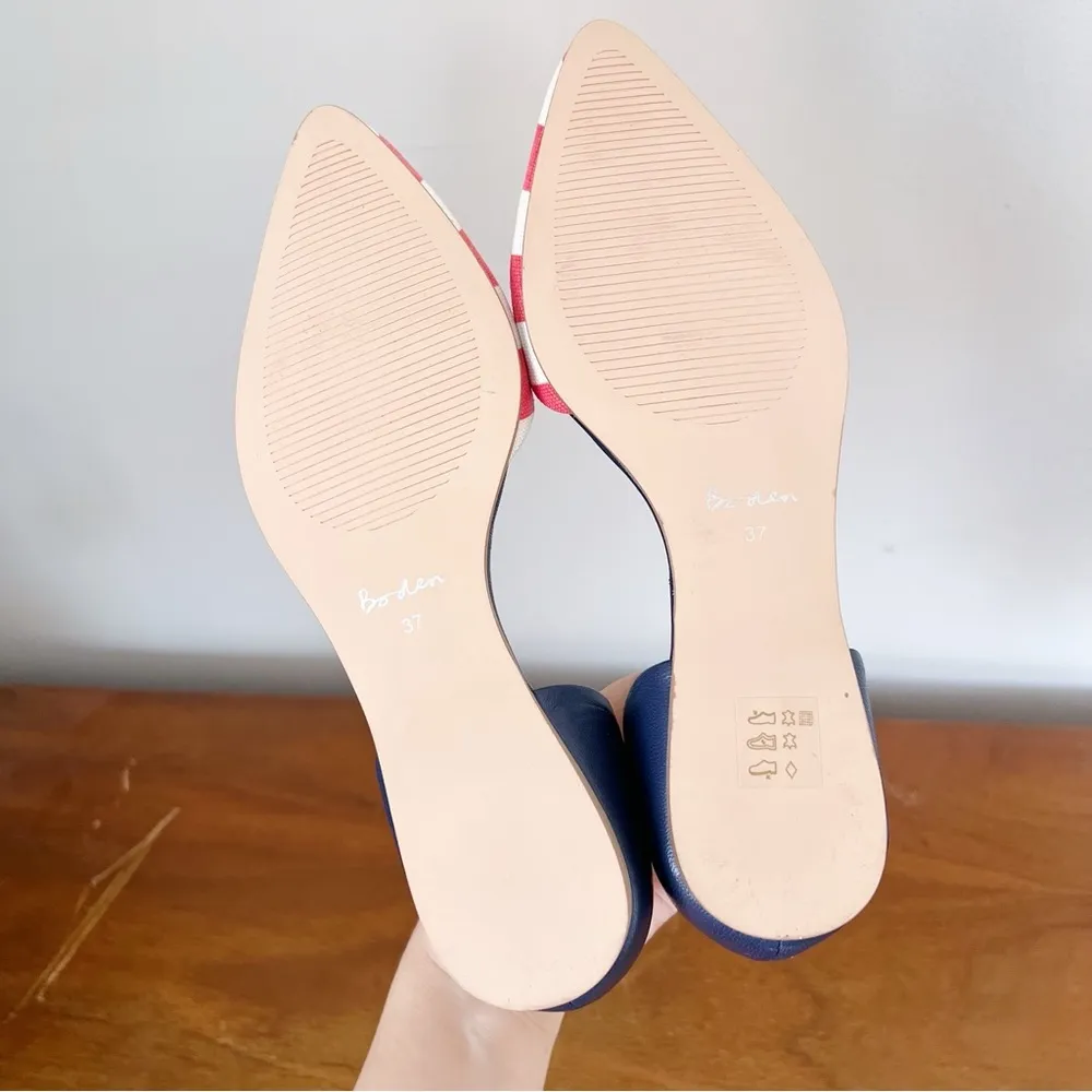 Boden • Vienne Point Flats d'orsay red white stripe canvas navy blue leather Size 6 - Image 8