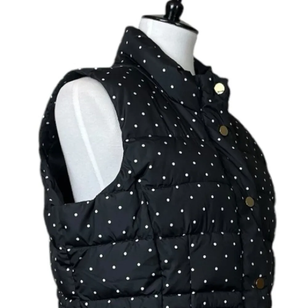 Charter Club Vest Quilted Puffer Snap Closure Black Polka Dot Women’s Size PXL - Image 6