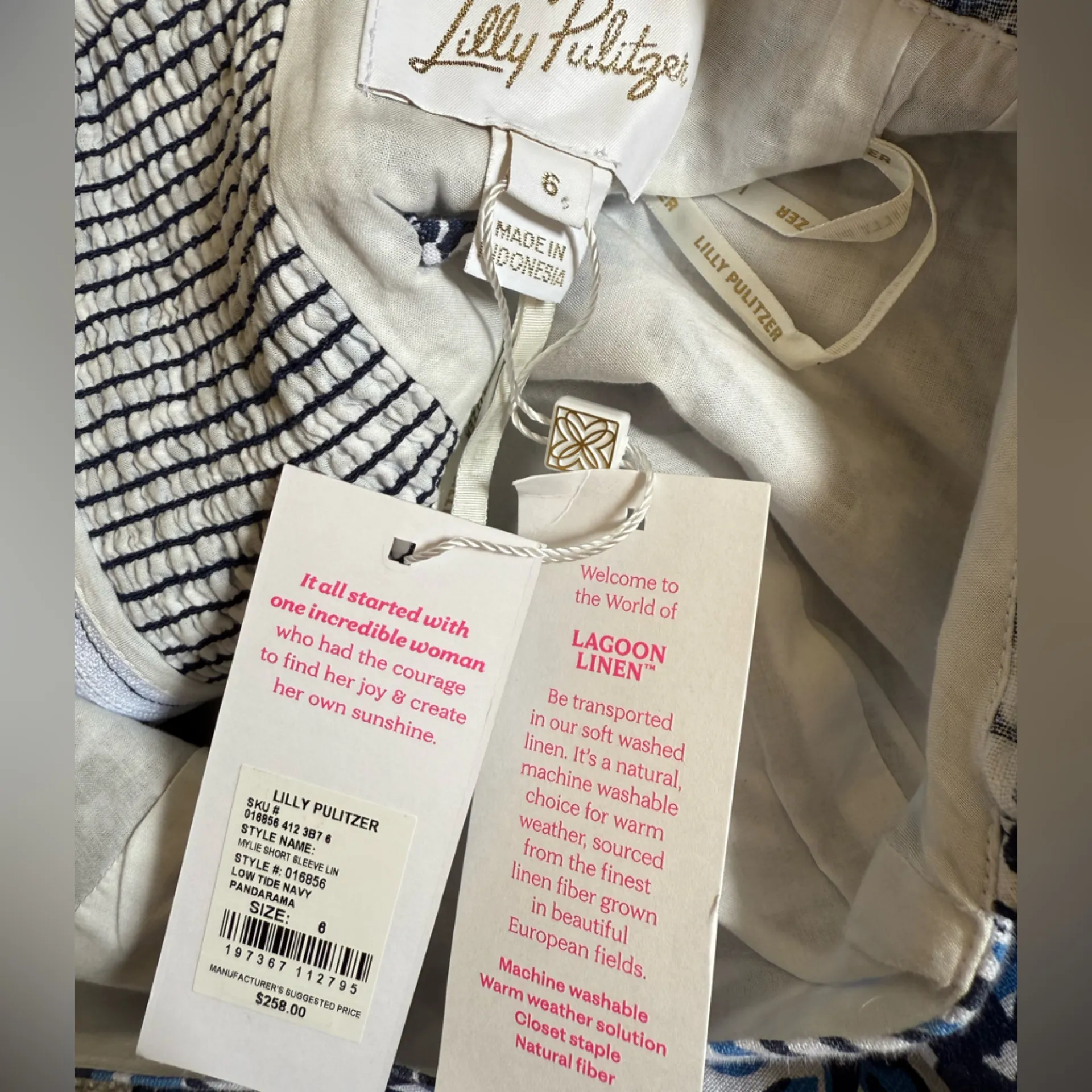 NEW Lilly Pulitzer Mylie Short Sleeve 100% Linen Size 6 Beach Flowy Coastal - Image 11