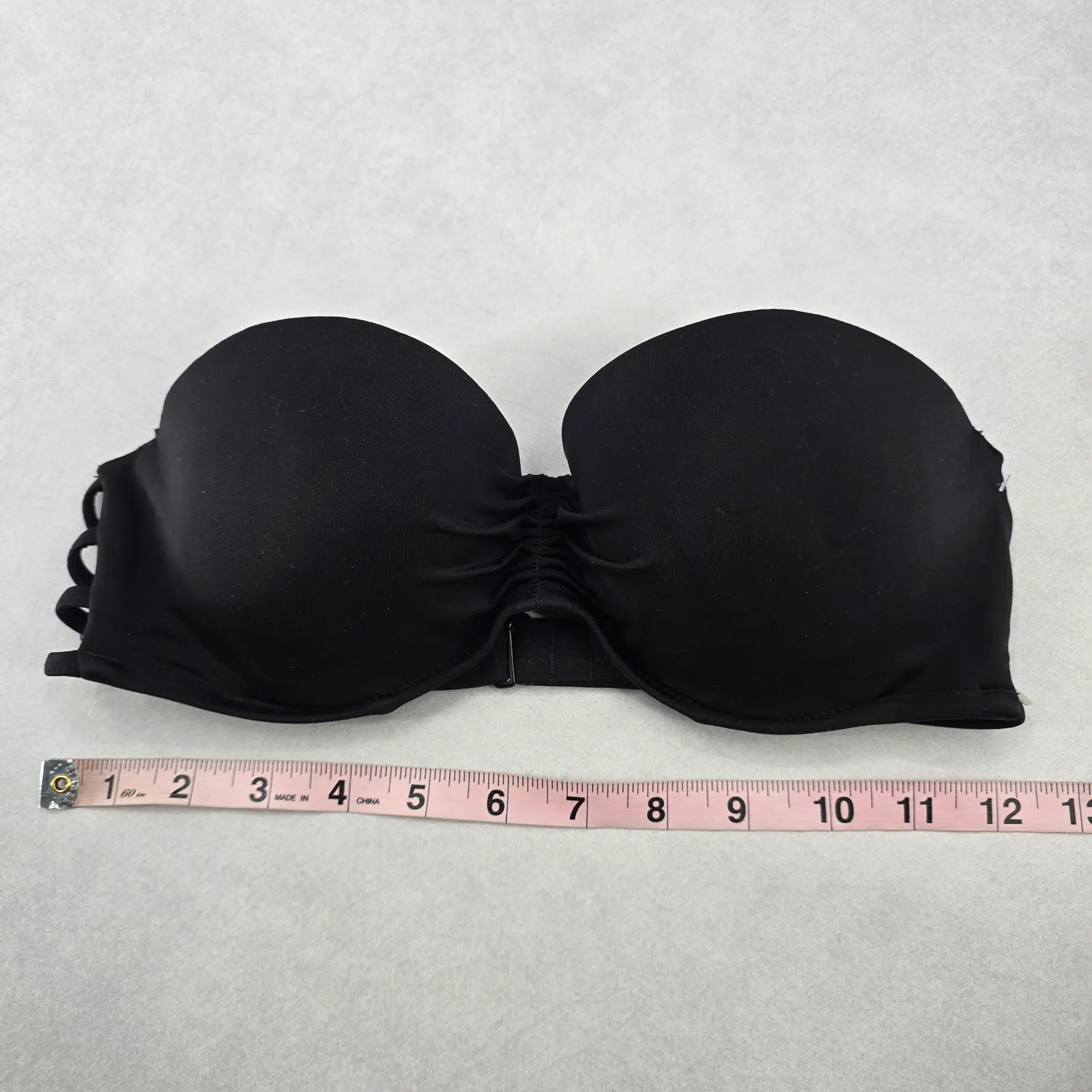 Shade & Shore Black Padded Strapless‎ Swim Sports Bra Beach Bikini Top 34C - Image 3