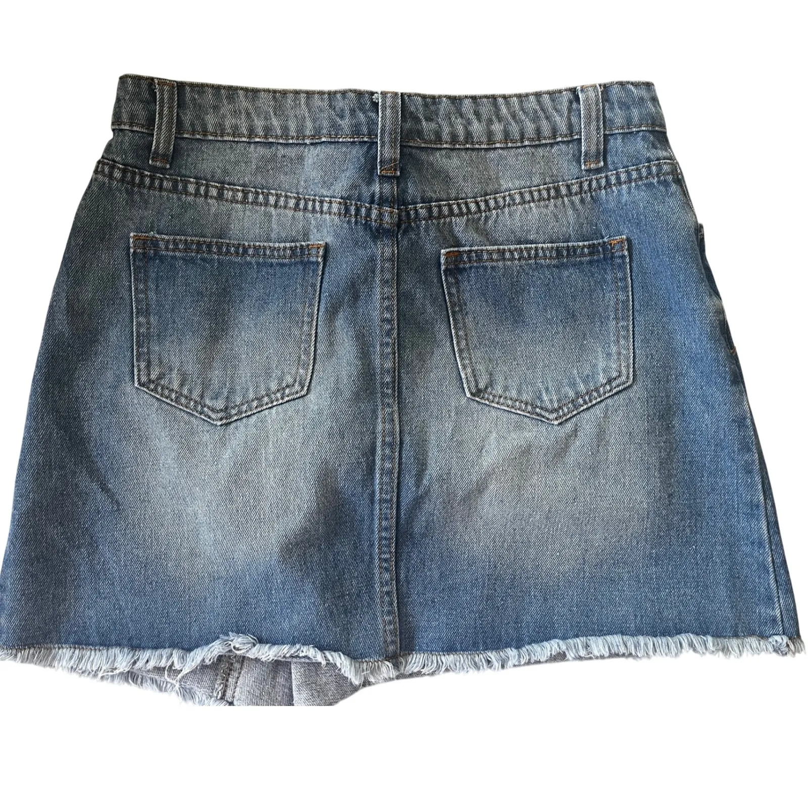 Hayden‎ Los Angeles Frayed Hem Denim Mini Skirt Light Wash Women's Small - Image 2