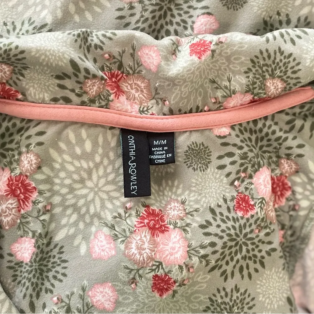 Balletcore Floral Green & Pink Satin Bow Pajama Set by Cynthia Rowley Sz Medium - Image 11