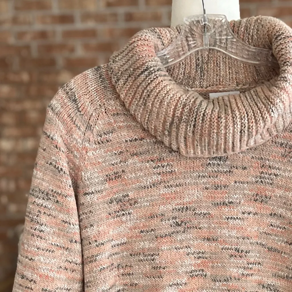 J. Jill Pure Jill Tunic Sweater Cowl Neck Peach Grey Split Hem XSP Oversized Gray Size undefined - Image 4