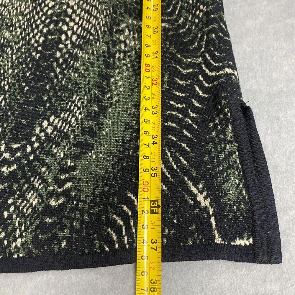 St. John Sport Women Sz 6 Greeb Black Animal Print Sheath Knit Dress - Image 8