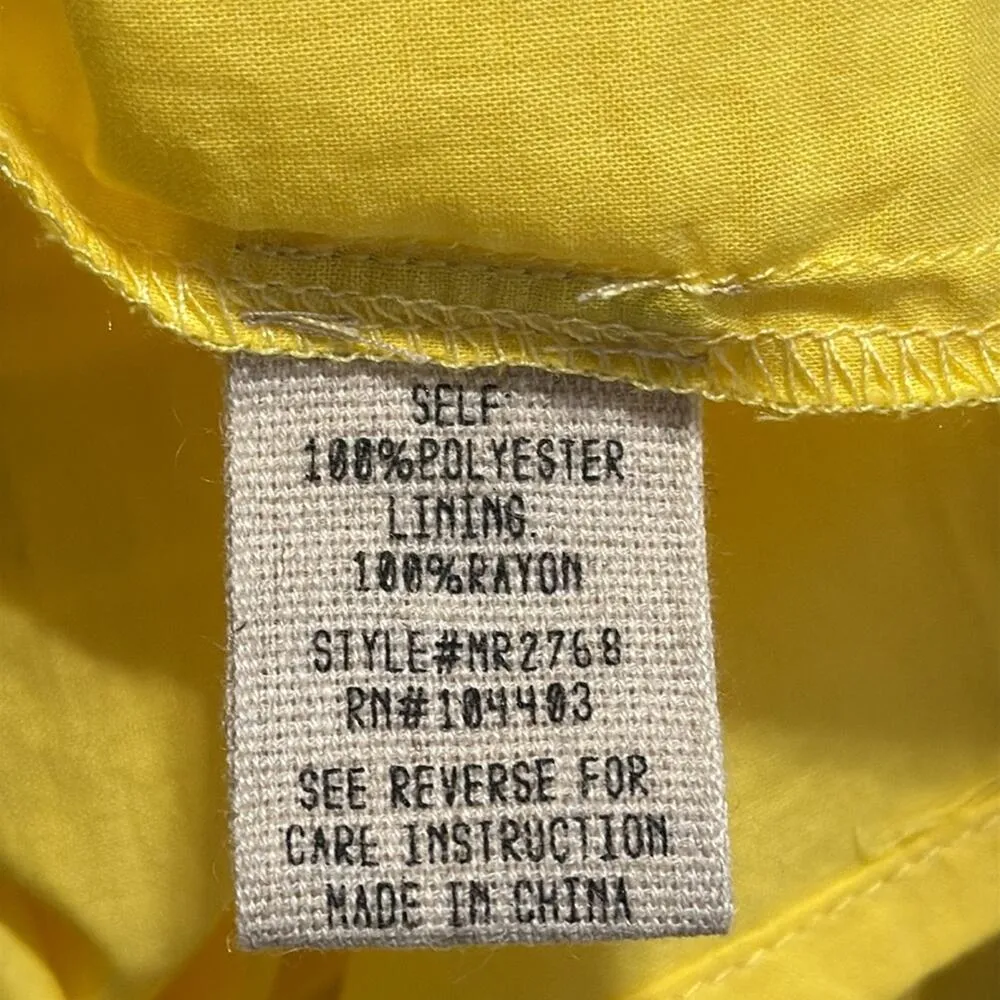 MOON RIVER women’s size medium puff sleeve Yellow Cold Shoulder Dress lined NWT - Image 10