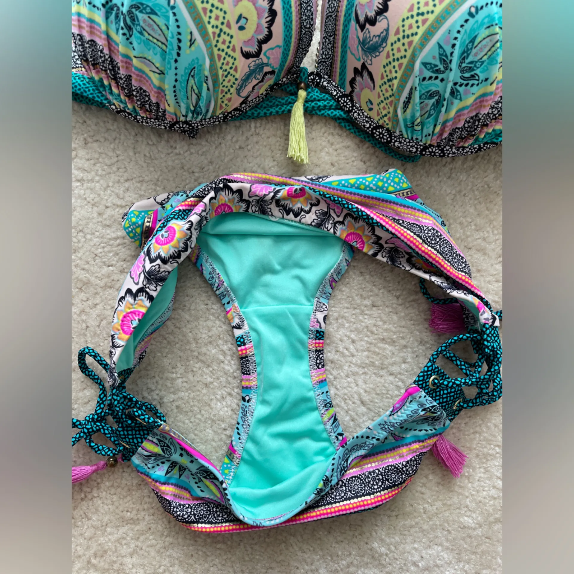 Shade & Shore Teal and Pink Bikini Set - Image 4