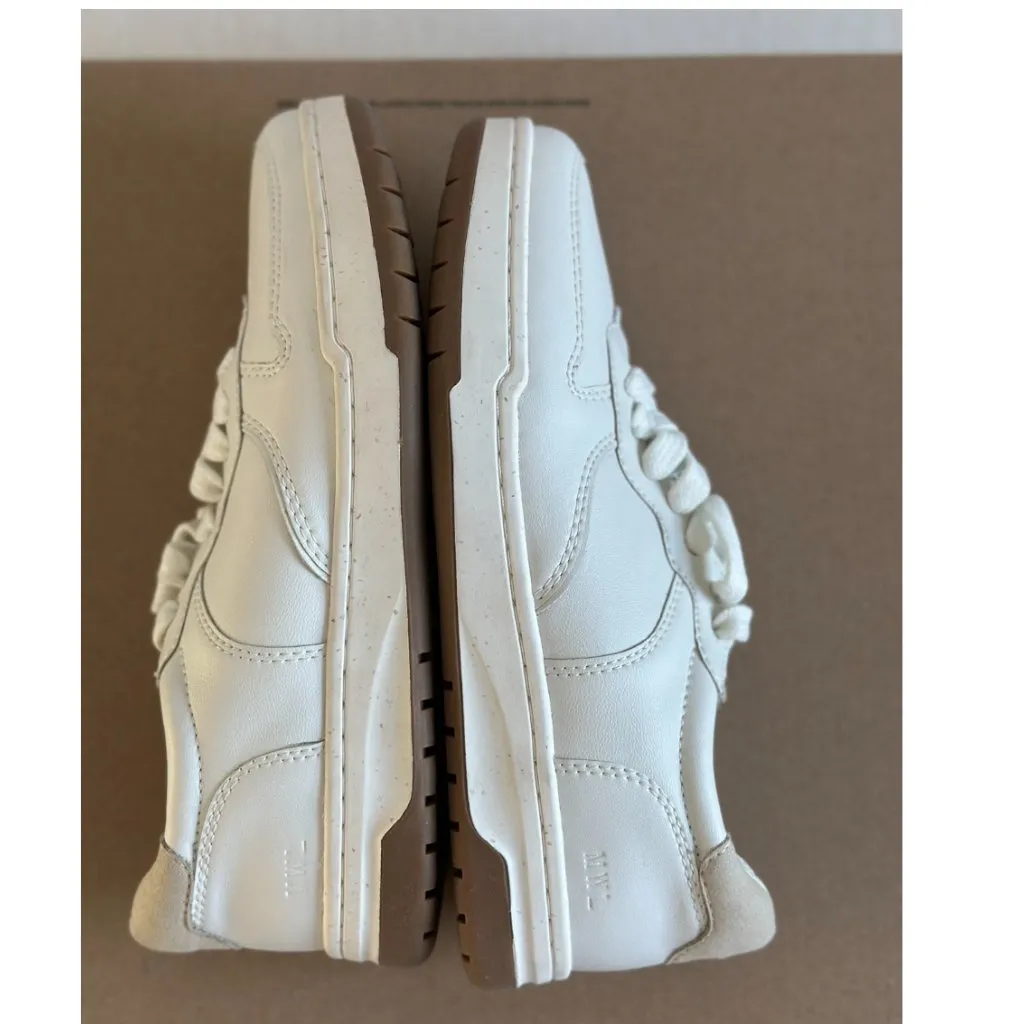 Madewell Court Sneakers in White Leather in Ivory Multi, Size 6 - Image 4