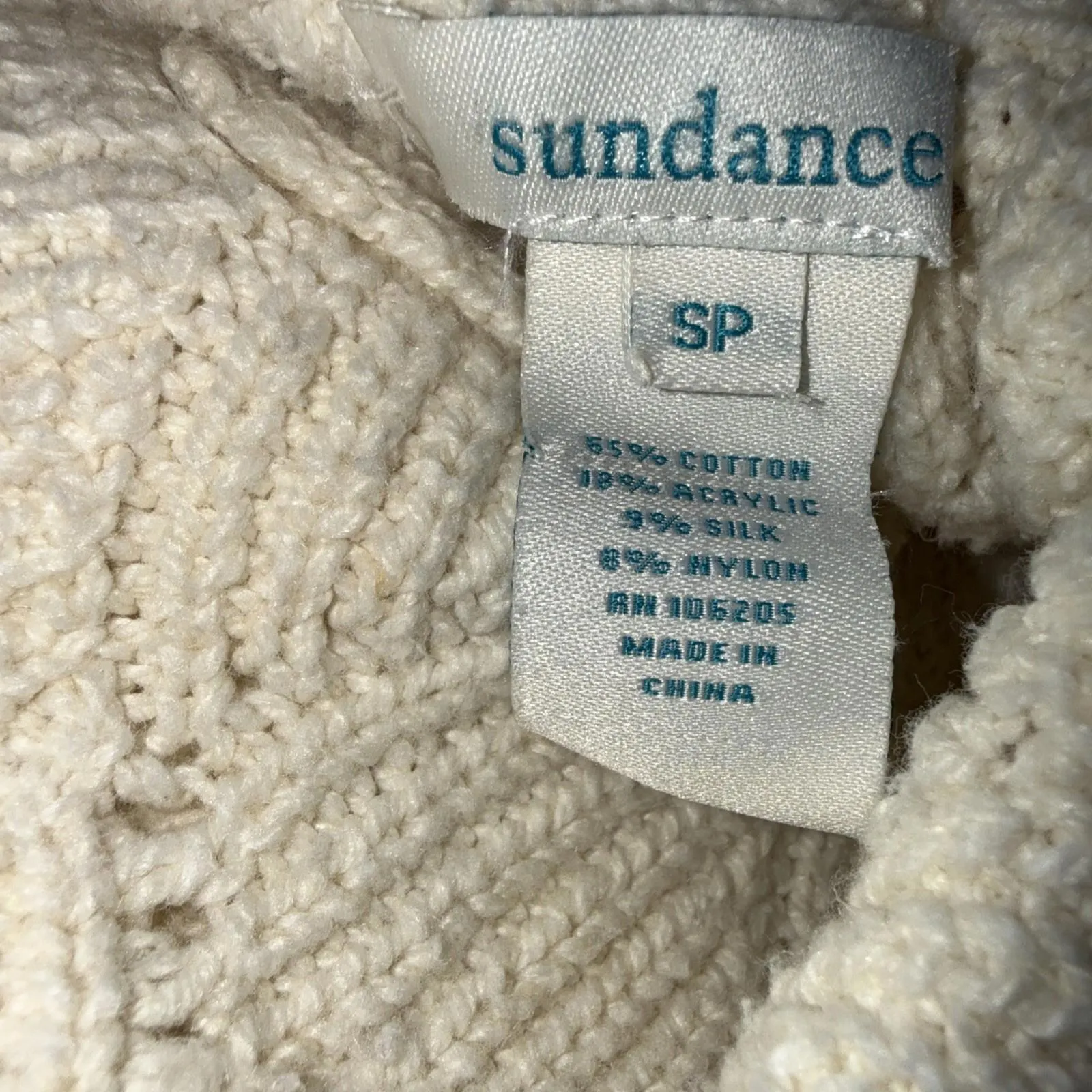 Sundance Cream Minimalist Old Money Cotton Silk Roll Neck Turtleneck Sweater SP - Image 3