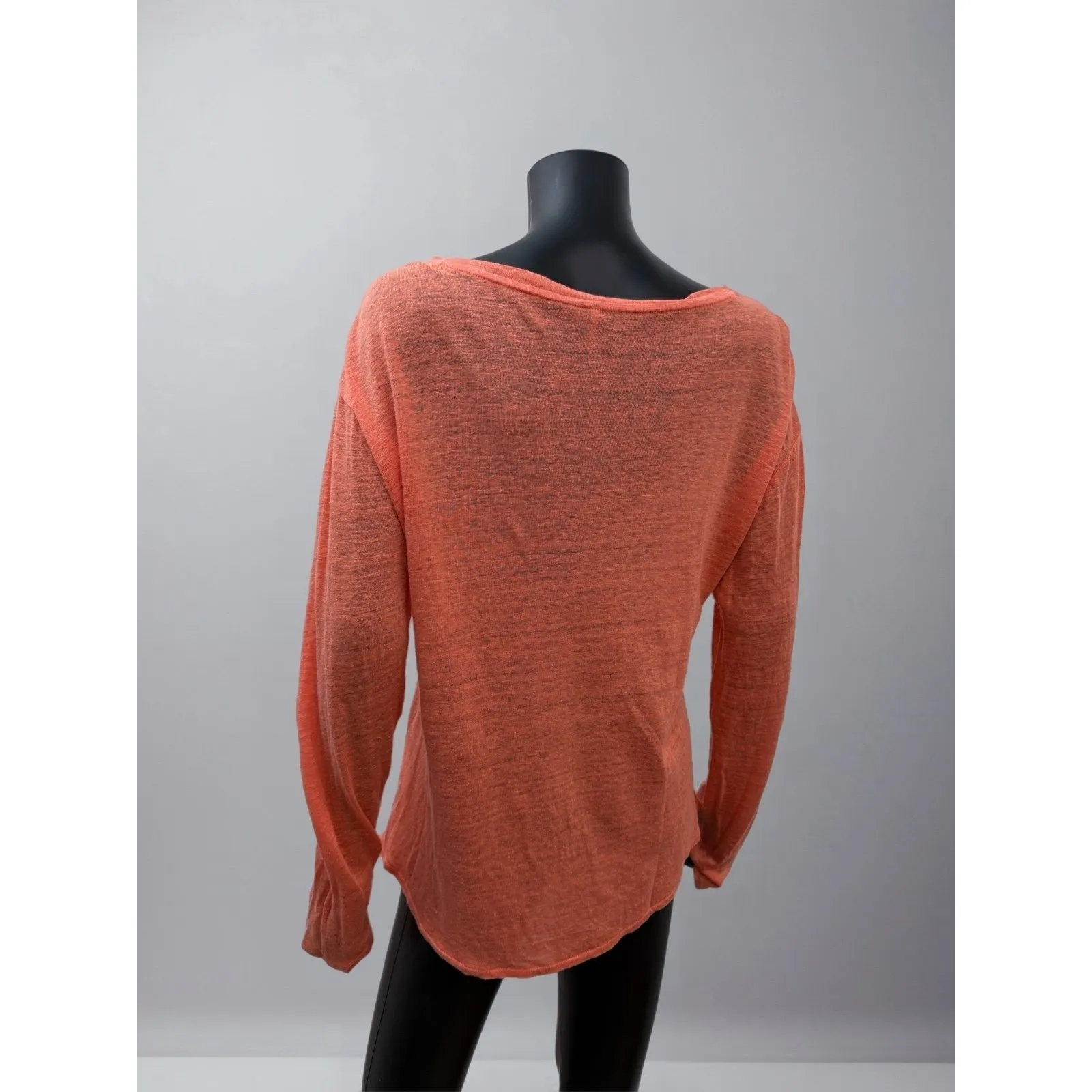 Calvin‎ Klein Jeans 100% Linen Lightweight Long Sleeve Top Coral L - Image 2