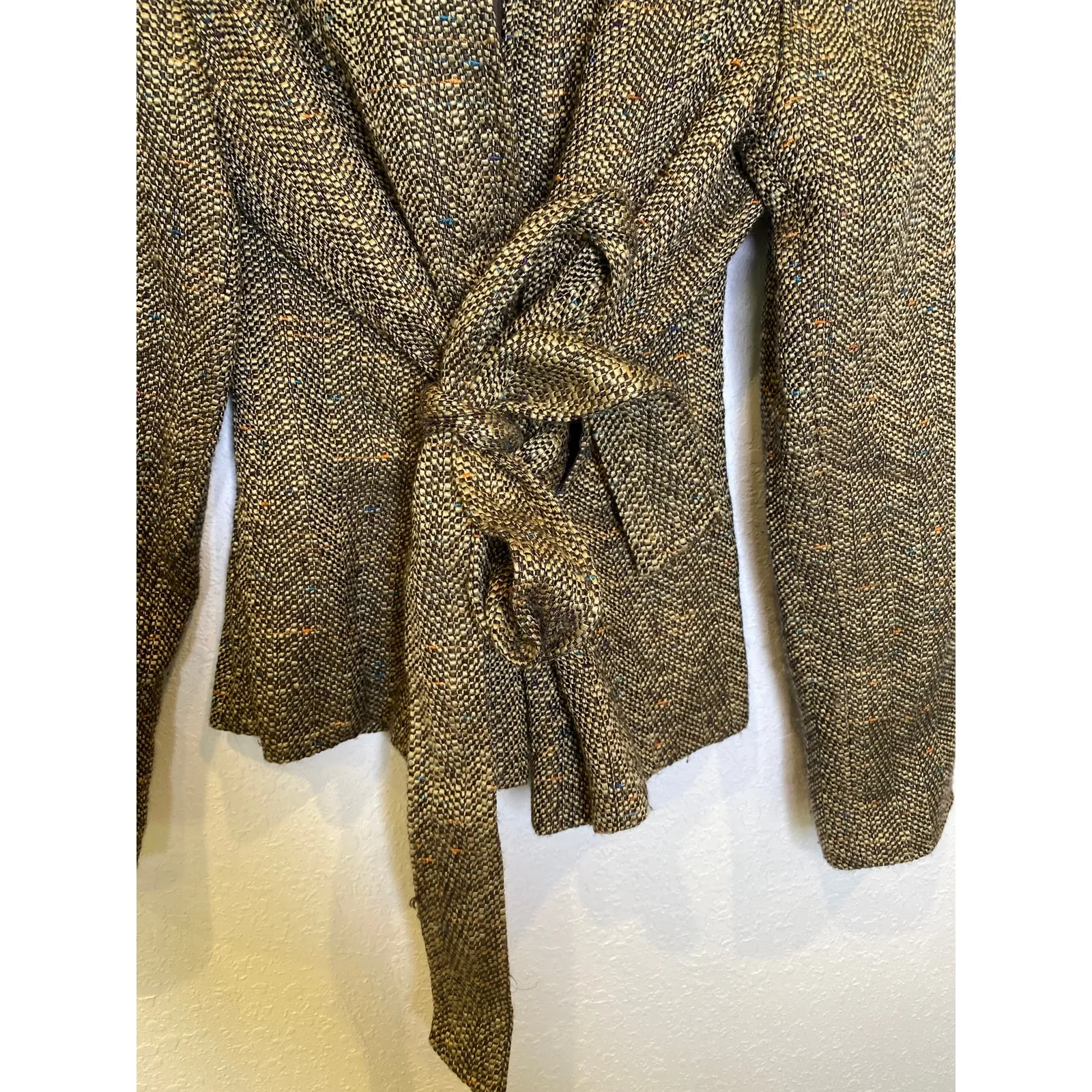 Oscar by Oscar De La Renta Blazer w/ Belt EUC Sz 10 Tweed Multicolored Brown Tan - Image 2