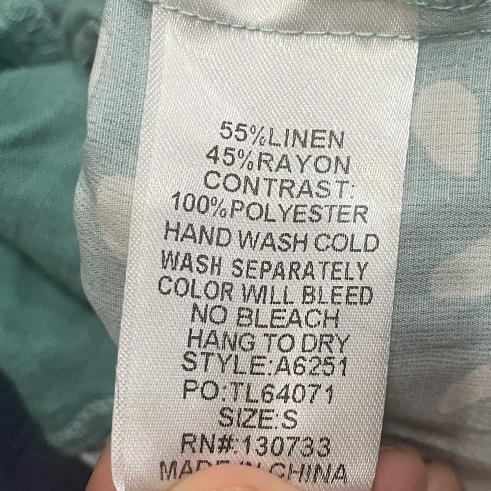 linen-blend green layered ruffled multipatterned top / S / Excellent cond. - Image 3