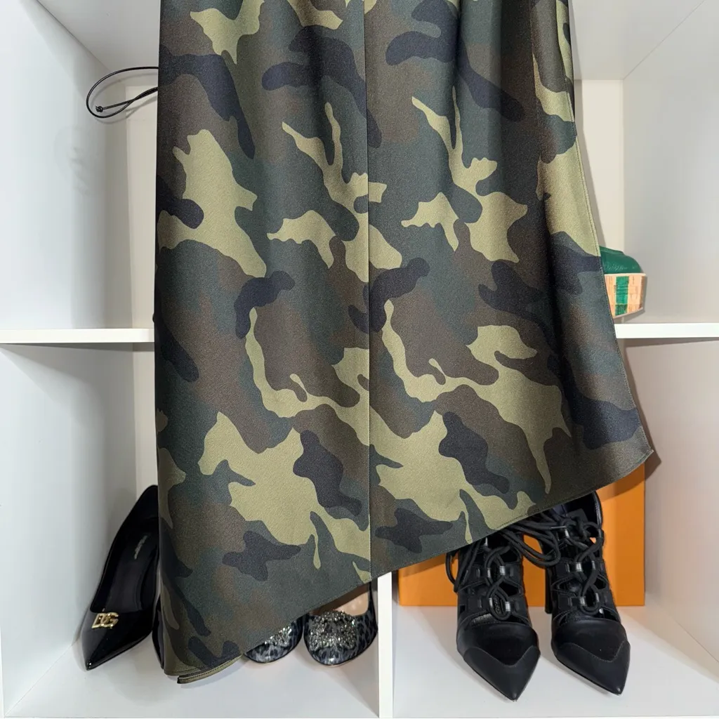 Alice + Olivia Maeve Silk Camo Asymmetric Midi Slip Skirt - Image 8