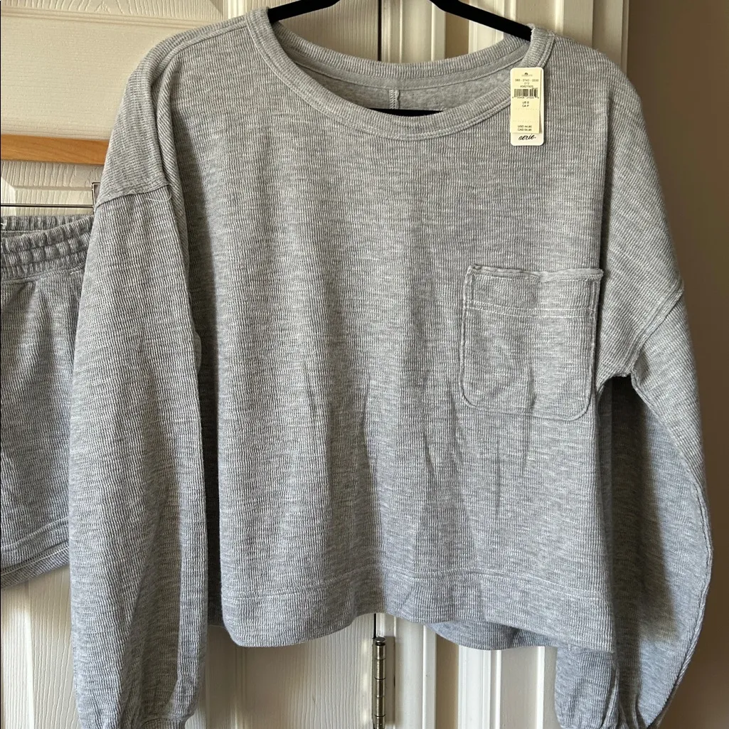 Aerie‎ Women Endless Summer Matching Top & Short Set in Heathered Gray Sz Small - Image 7