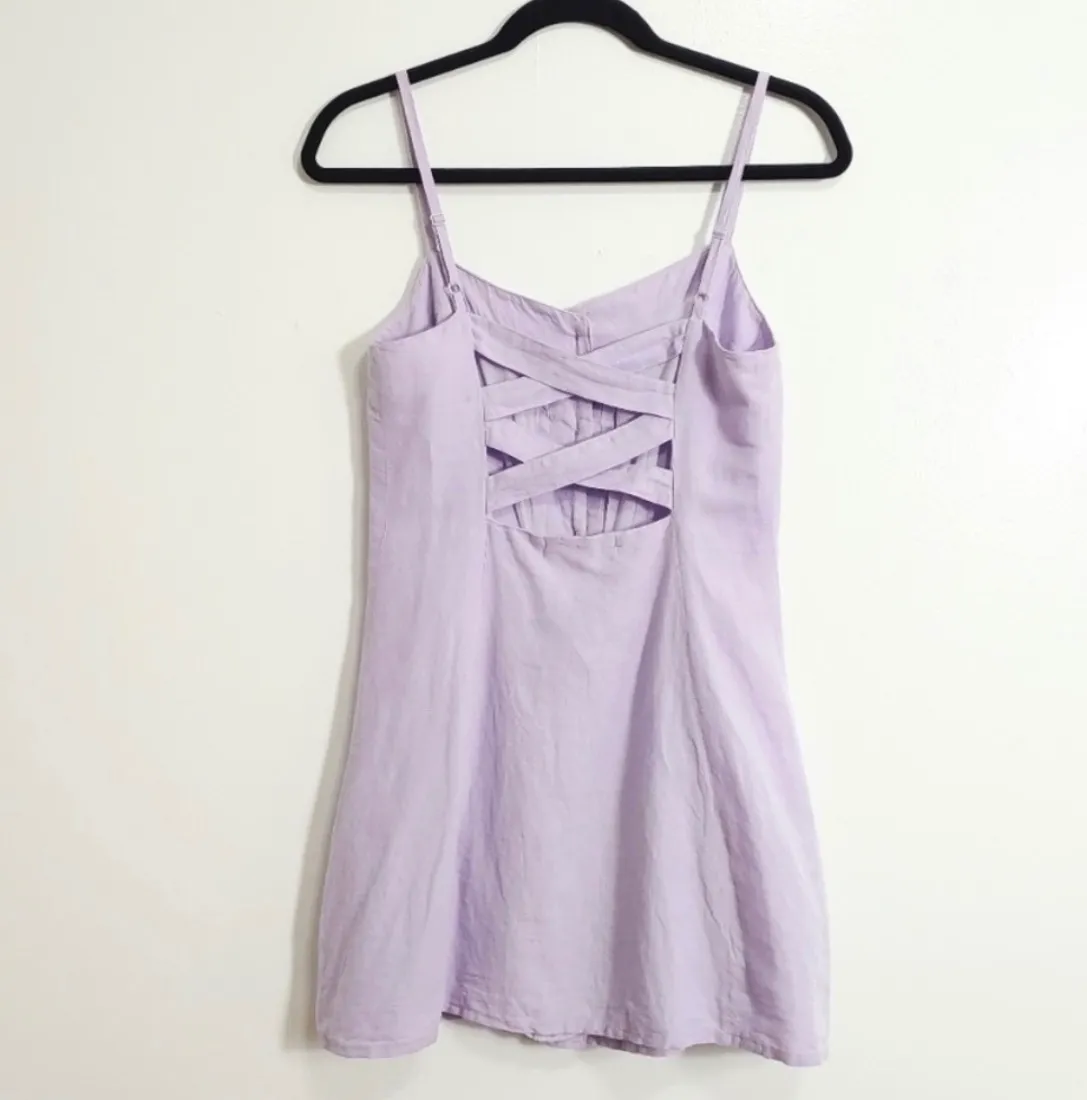 Purple Button Down Mini Dress - Image 4
