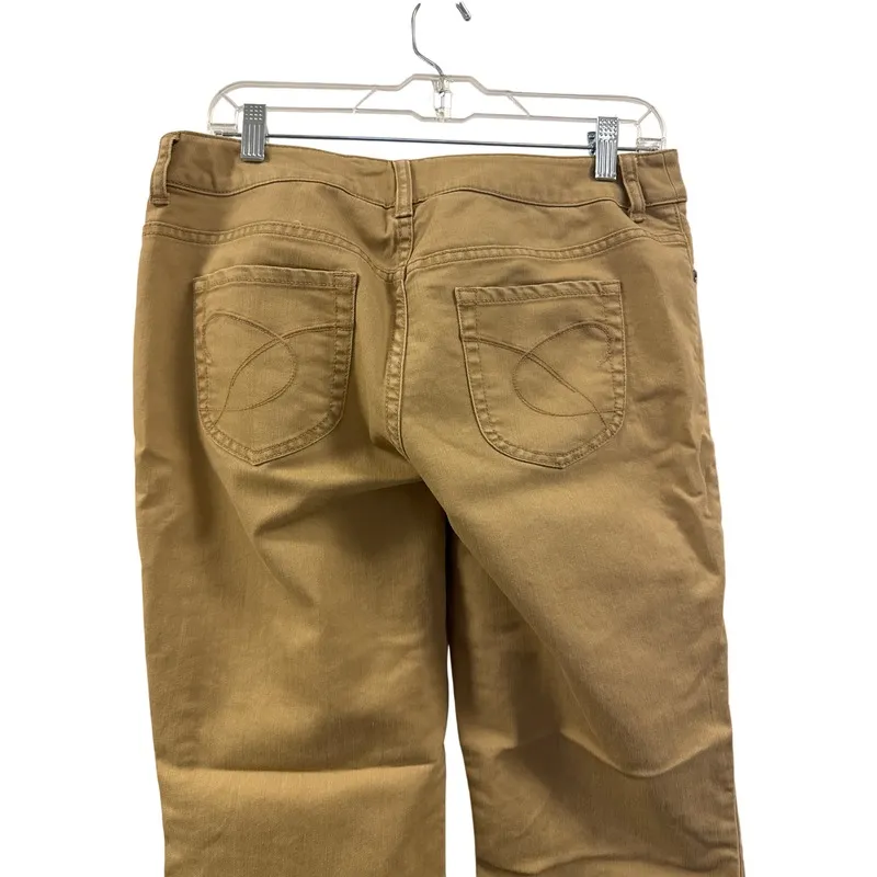 Chico's Platinum Denim Stretchy Jeans Size M 8 Tan Solid Straight Leg‎ - Image 5