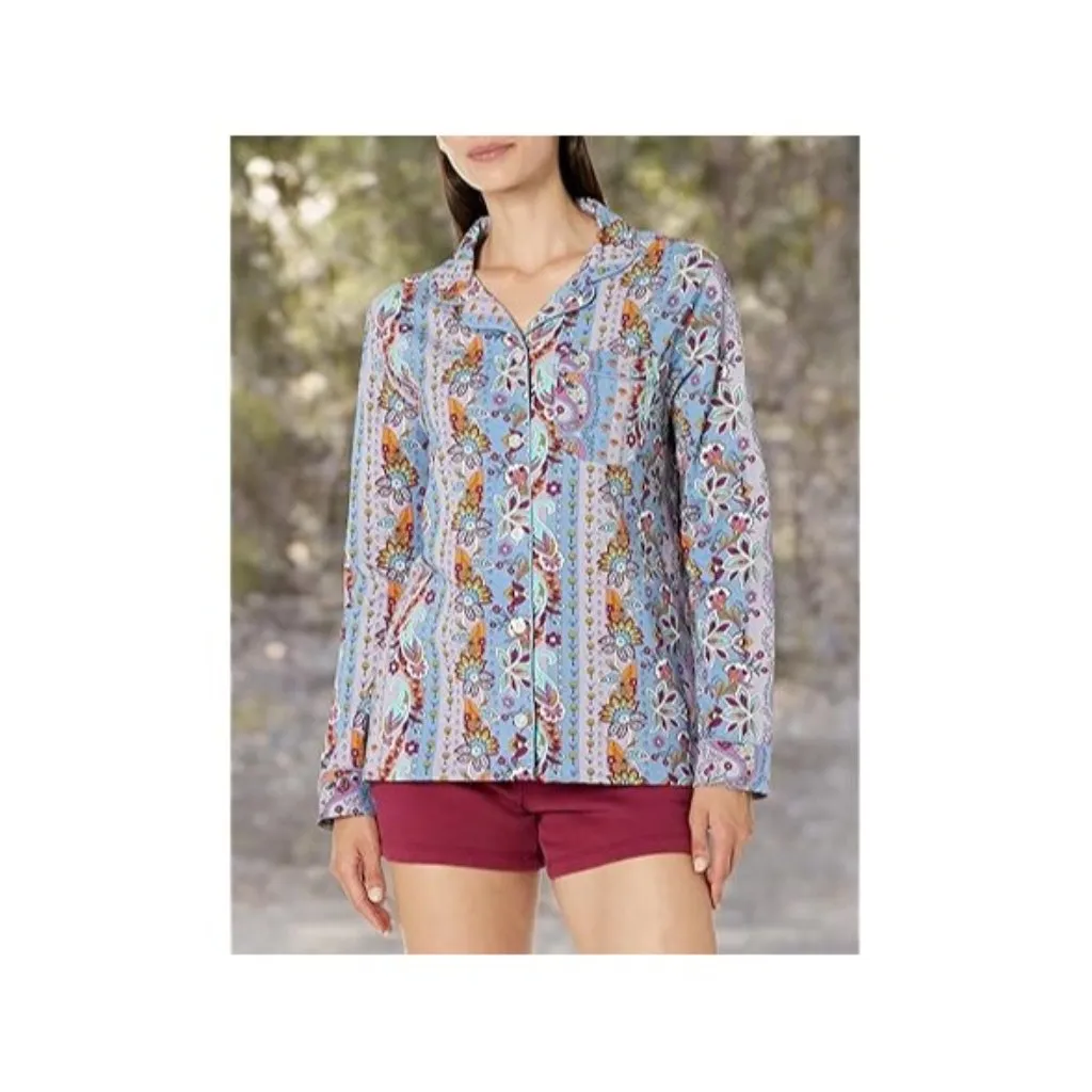 Vera Bradley Womens Shirt Provence Paisley Stripes Size:L NWT Blue Size L - Image 3