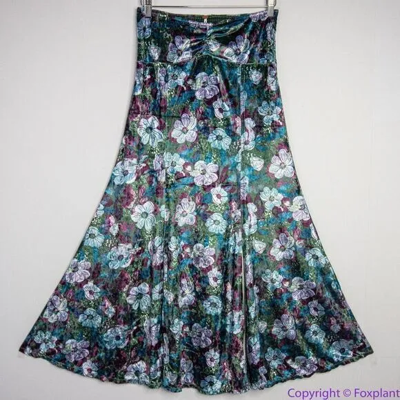 NEW Free People dress‎ Carpe Diem Convertible Maxi Skirt Floral Velvet Dress, XS - Image 3