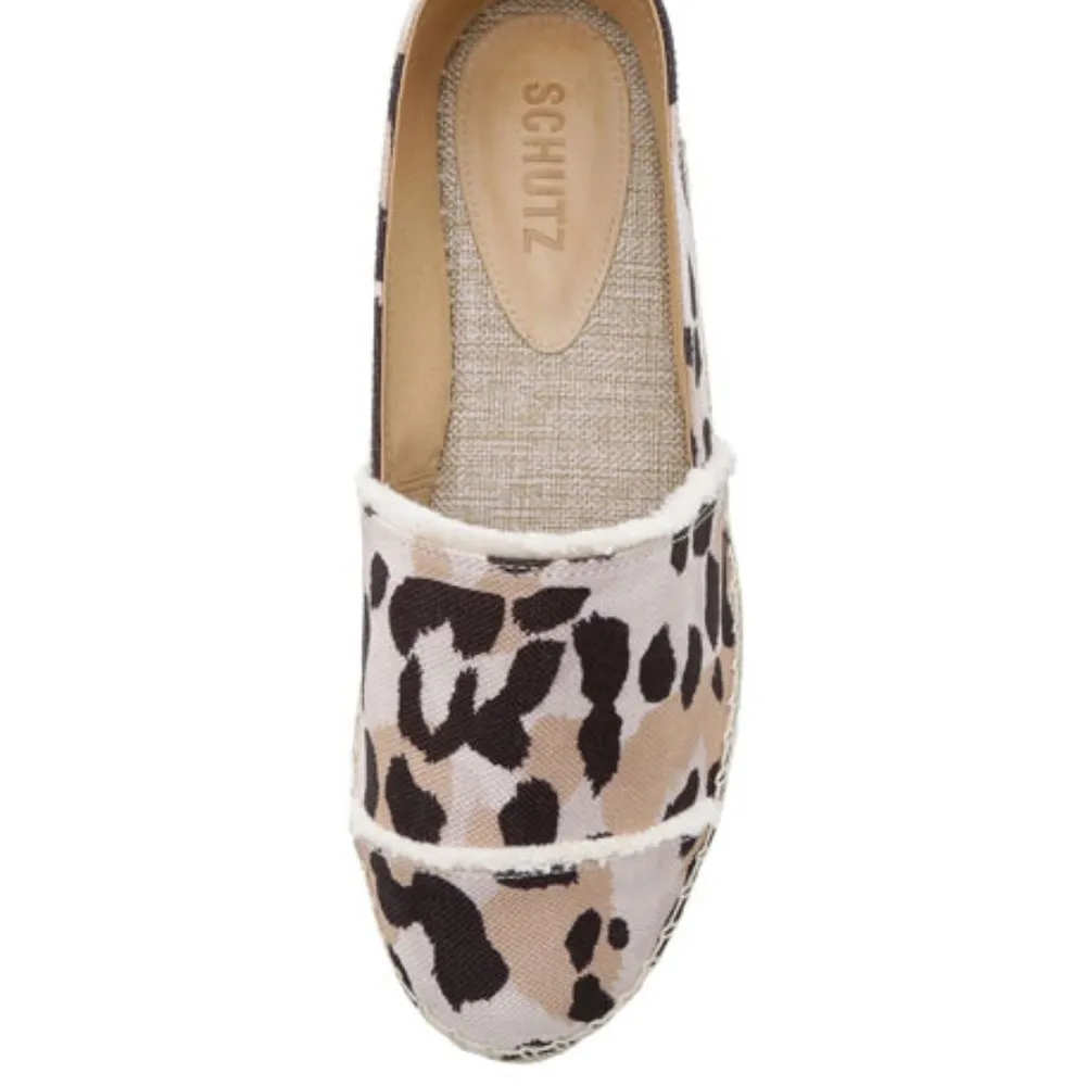 NEW Schutz Ohanna Printed Canvas Leopard Espadrilles Flat Slip On - Image 2