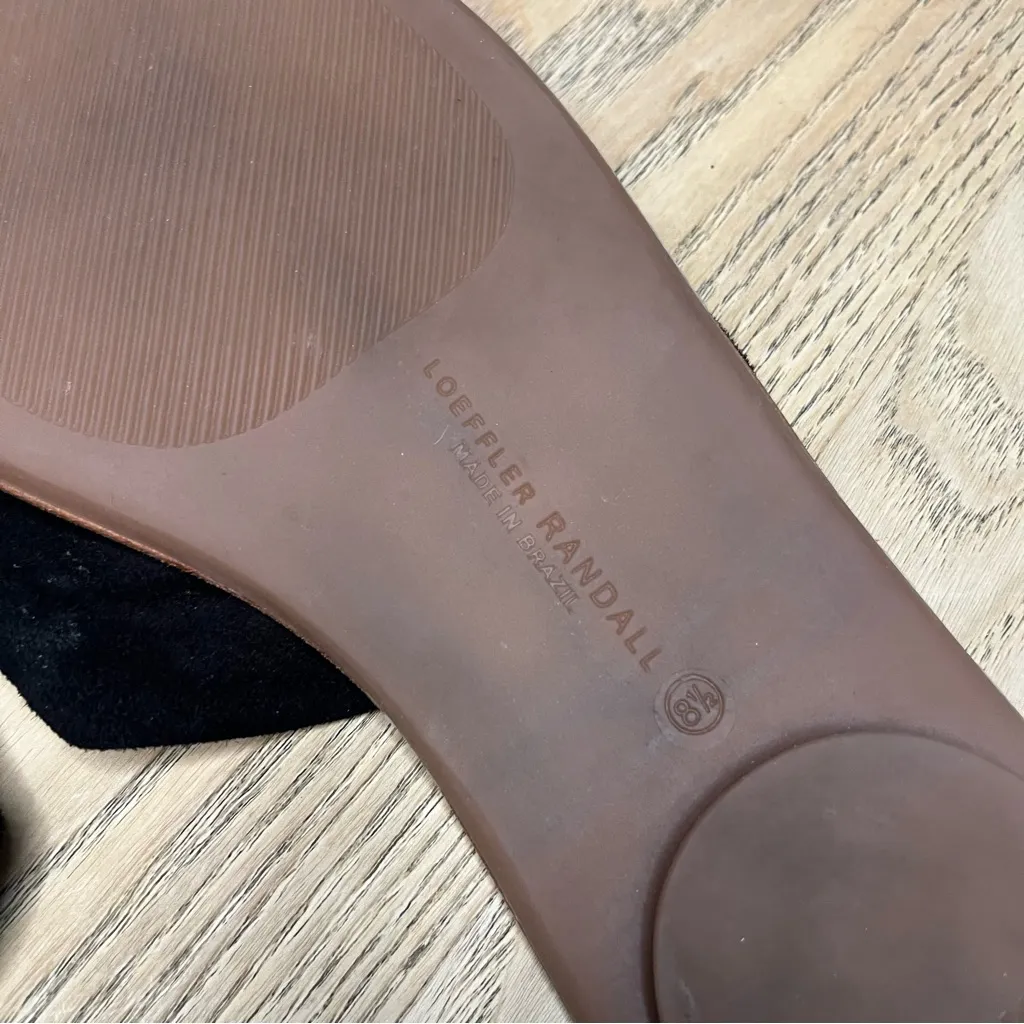 Loeffler Randall Phoebe Knitted Suede Black Bow Slide Sandals Women’s Size 8.5 - Image 5