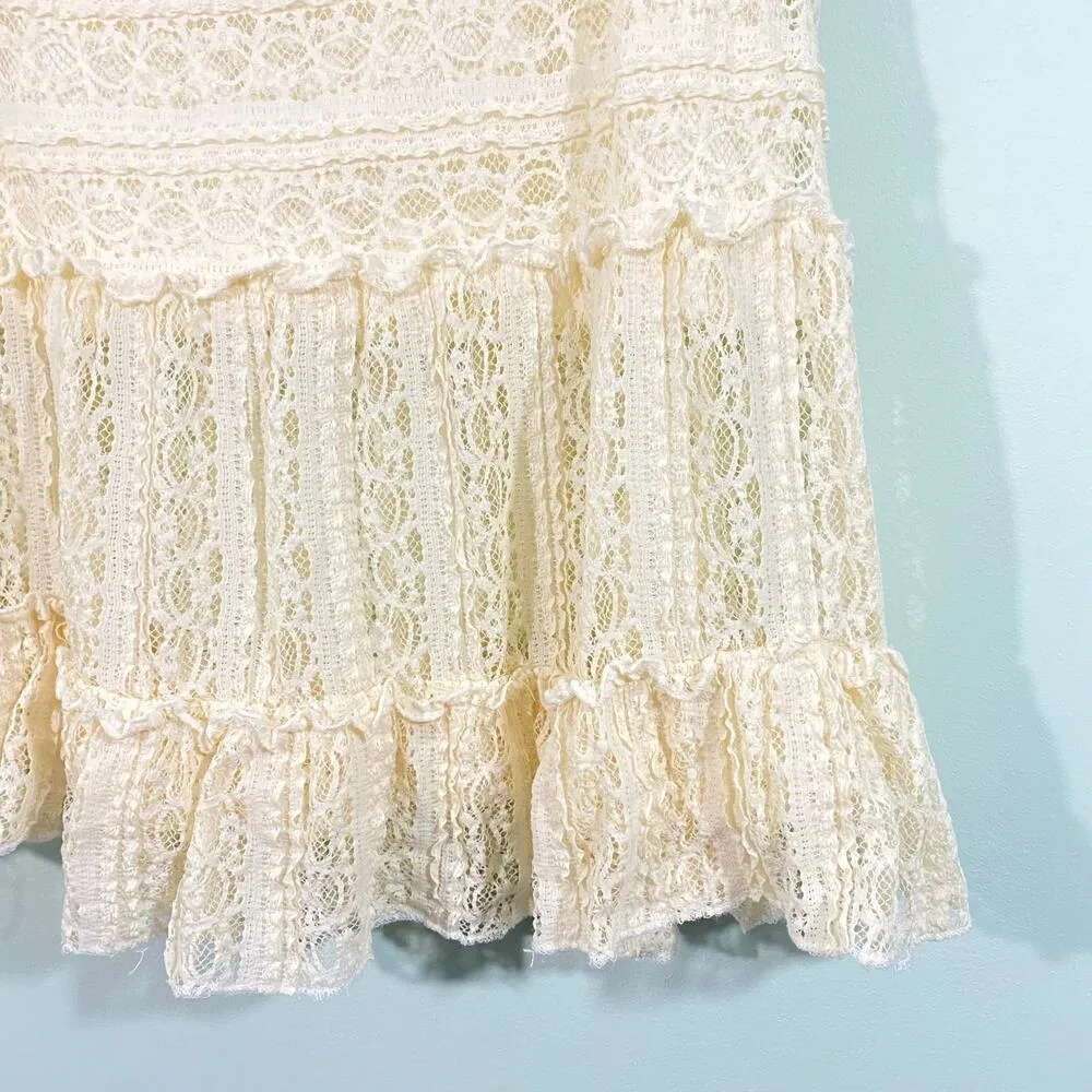 Xhilaration Women's Cream Y2K Bohemian Pull On Lace Size Midi Skirt Size XL - Image 3