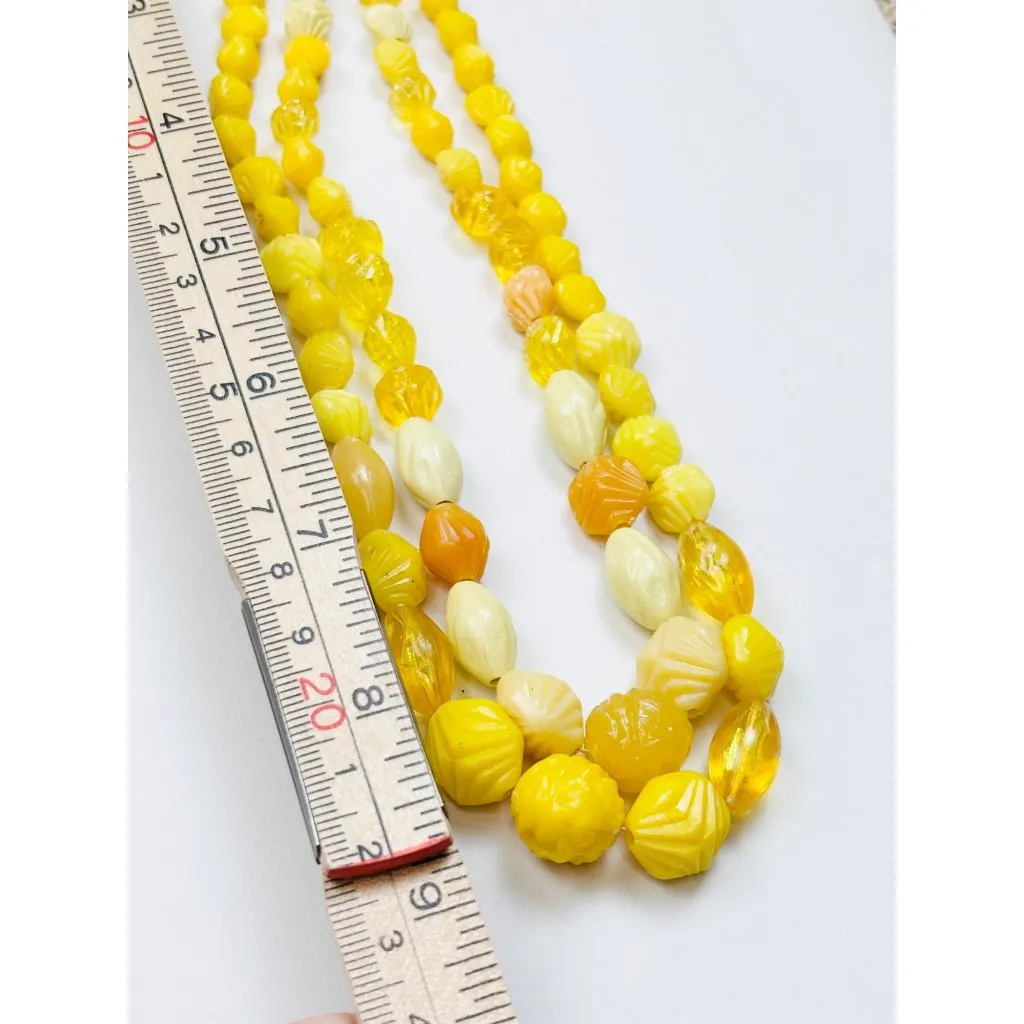 Vintage Yellow butterscotch Multicolor Beaded Necklace Set Multi - Image 7