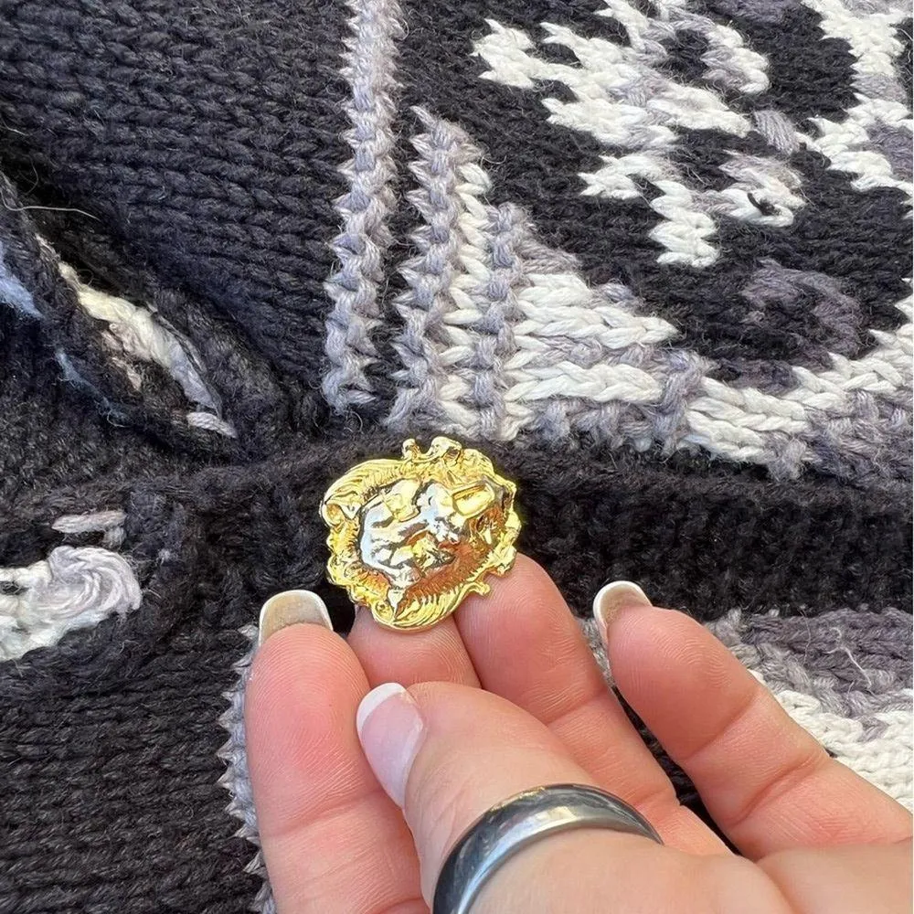 Vintage 90s tunic cowl neck cardigan sweater embroidered floral fair isle detail Size M - Image 6