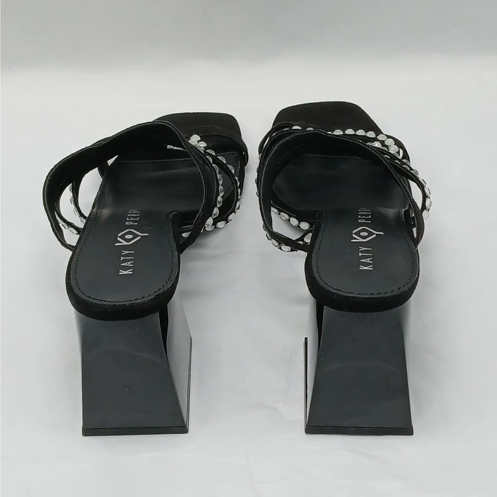 Katy Perry The Layla Sandals Womens 9.5M Black Rhinestones Block Heel Shoes - Image 10