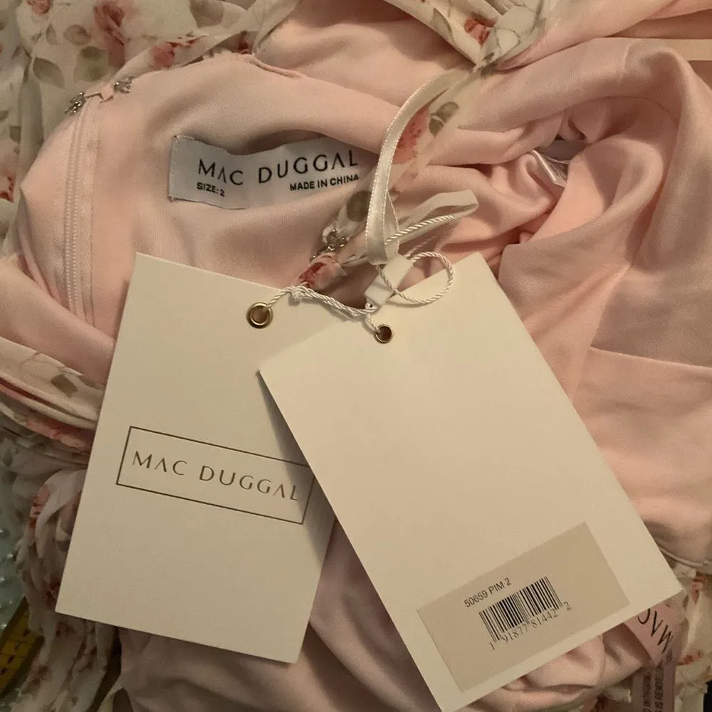 MAC DUGGAL  White Multicolor Floral Print Sleeveless Ruffled High-Low Gown - Image 14