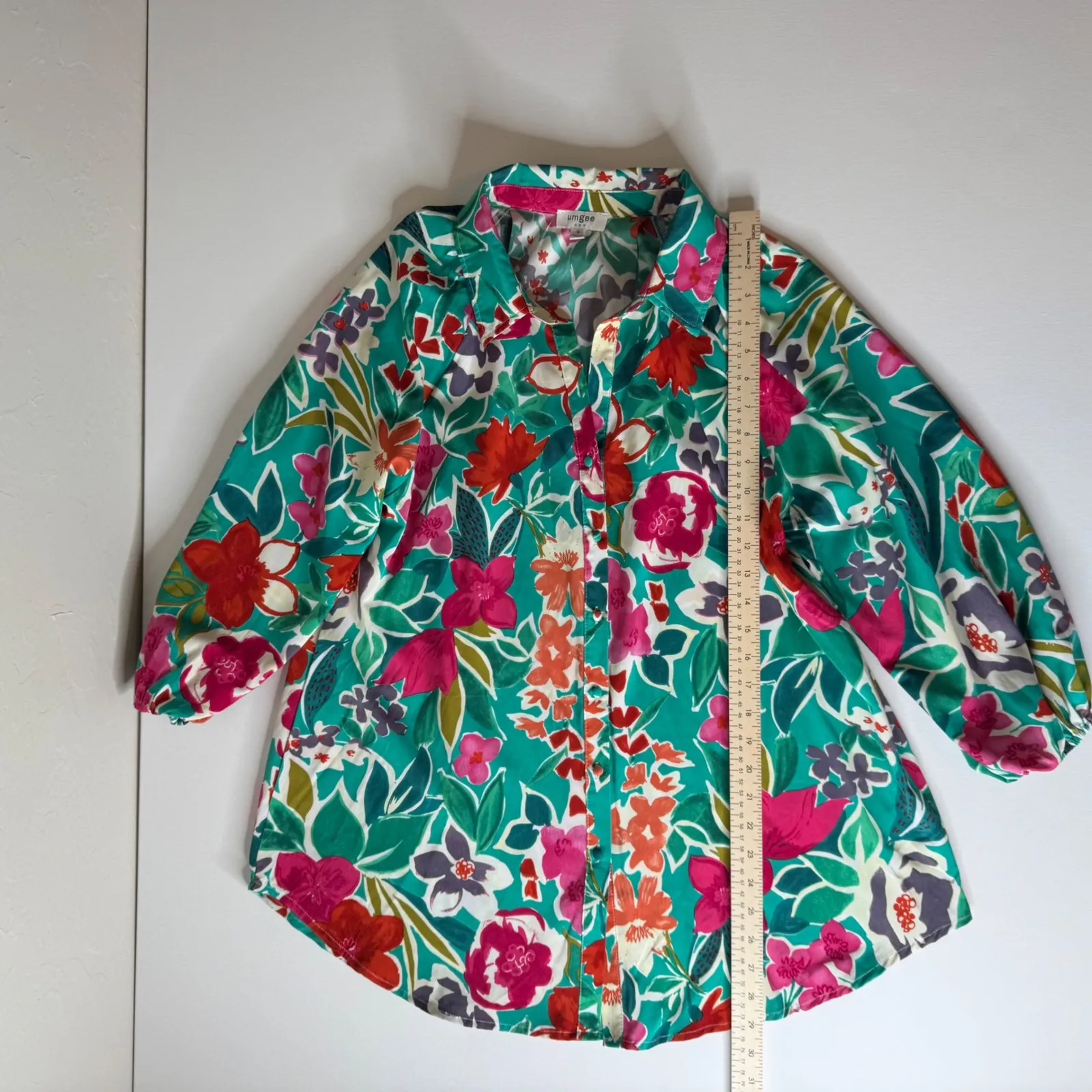 Umgee Womens Floral Button‎ Down Shirt Size Small Colorful Tropical Vacation - Image 8