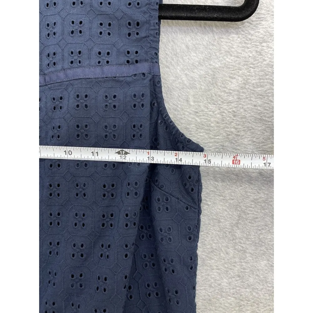 Banana Republic Women's Navy Blue Sleeveless Dress Eyelet Lined Size 10 Cotton - Image 6