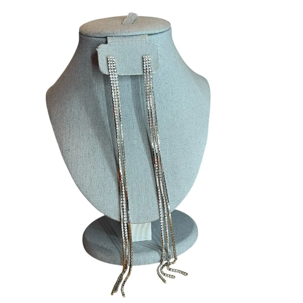 Thalia Sodi Long Crystal Chain Drop Earrings new with tags glam fancy chic - Image 3