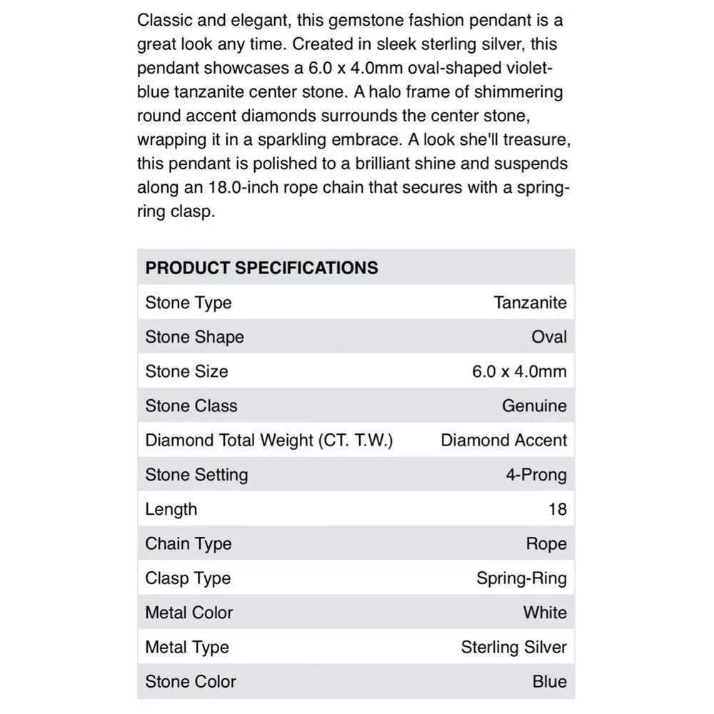 ✨HP✨Oval Tanzanite & Diamond Accent Frame Pendant✨ - Image 3