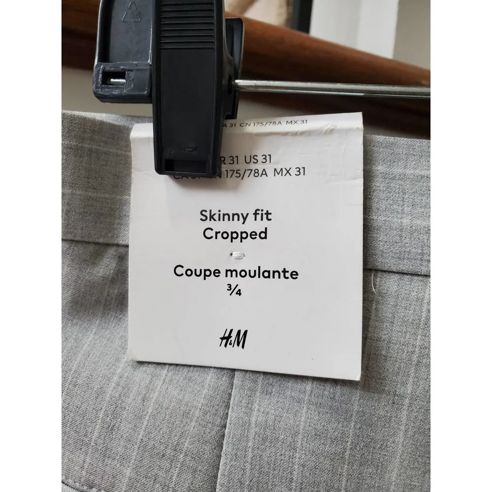 H&M Women Gray Polyester Blend Zippered Mid Rise Straight Fit Dress Pant Size 31 - Image 9