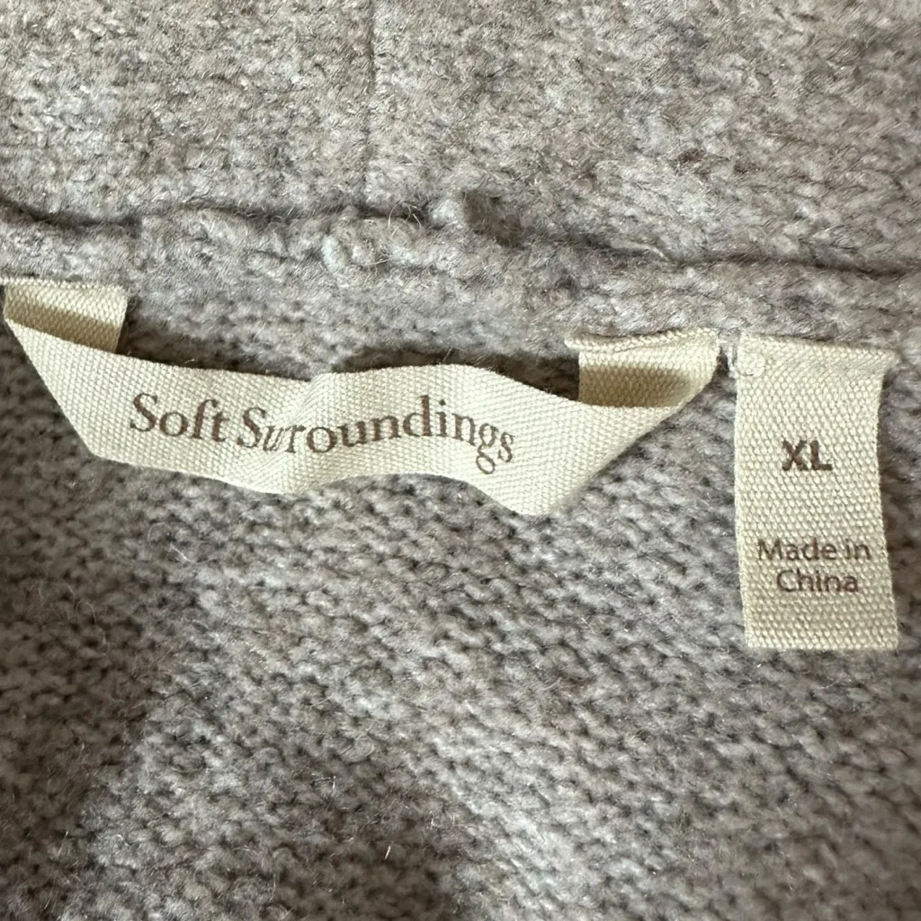Soft Surroundings XL Shawl Collar V Neck Wool Blend Meera Sweater Heather Taupe - Image 5