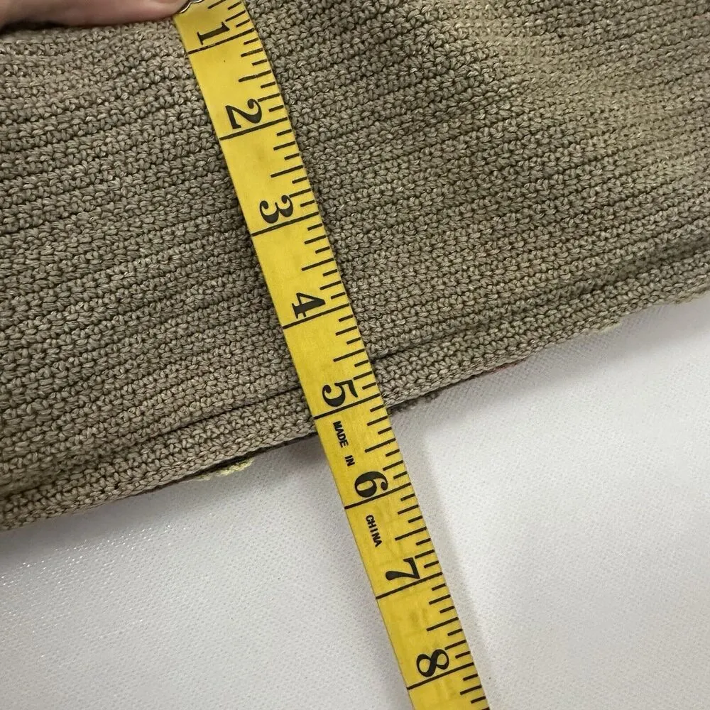 Boho Macrame Crochet Purse Bag Tote Round Handles Floral Brown Hippie 70’s Y2K - Image 9