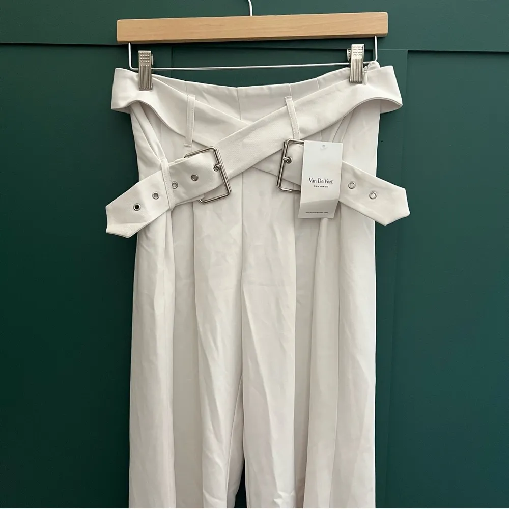 For Love & Lemons “Natasha” Wide Leg Belted Pant In Cream - Image 5