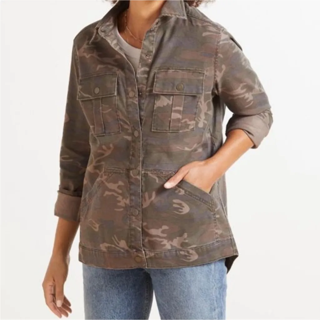 New With Tags Evereve Level99 Gina Utility Shacket Sz M Brown Size M - Image 5