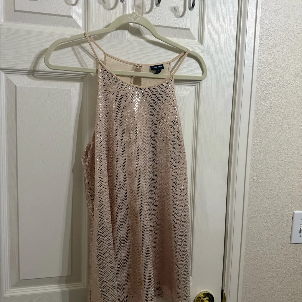 Torrid Rose Gold Sequin Tank Top New Years Holidays Christmas Size 1X - Image 6