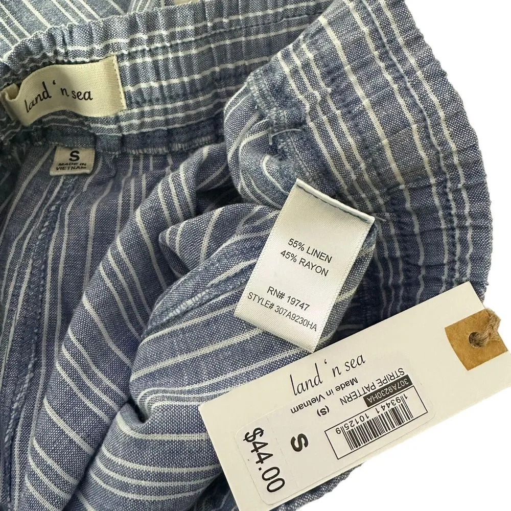 Land N Sea Womens Crop Pants Size S Blue Coastal Minimalist Resort Wear Nautical - Image 6