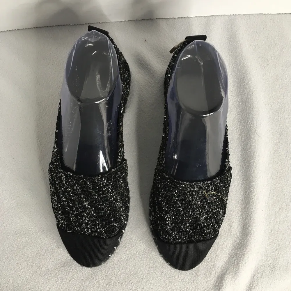 Castañer Womens Casual Flat Shoes‎ Size 37 Black White Round Toe Slip On - Image 5