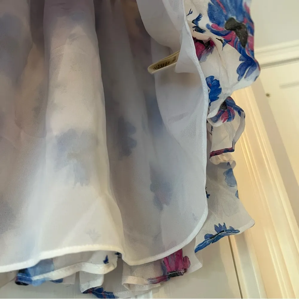 LoveShackFancy Flower Pattern Ruffle Mini Skirt in Deep Cotton Candy - Image 8