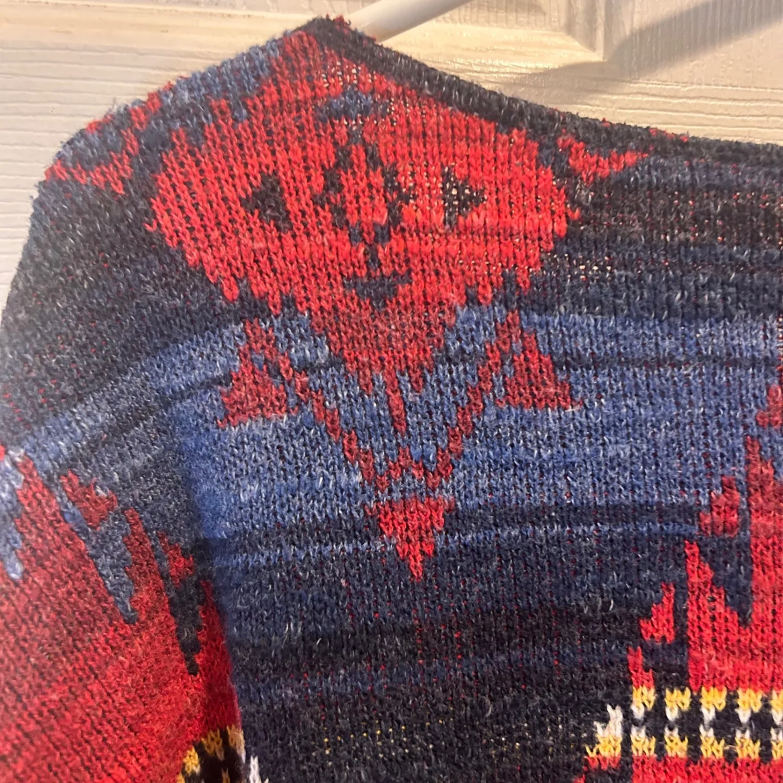 VTG Denim & Supply Ralph Lauren Aztec Sweater Cropped Cotton Large Southwestern - Image 7