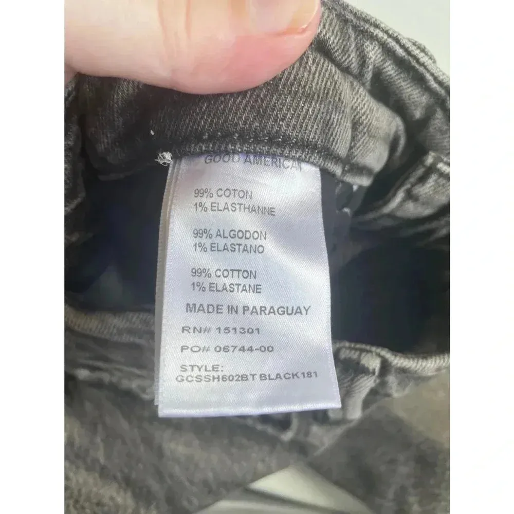 Good American 0/25 Good Curve Black Straight‎ Twist Front Slit Jeans Womens 0206 - Image 11