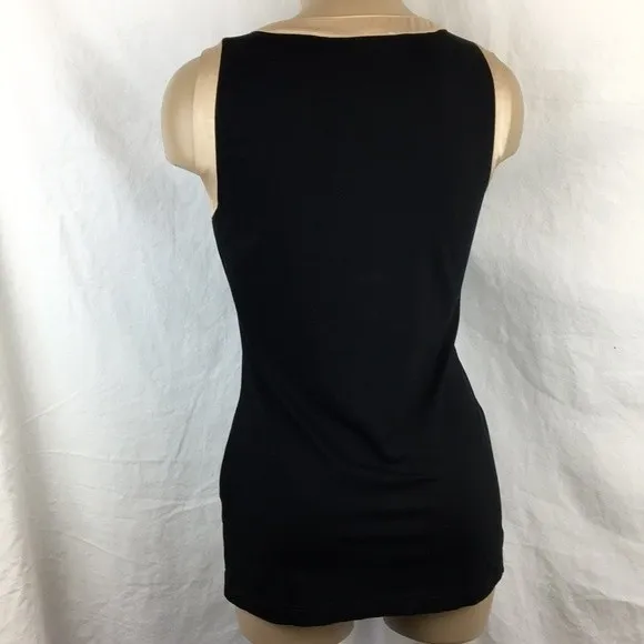 Basler Black & Tan Sleeveless Satin Trim Color Block Top M Size M - Image 4