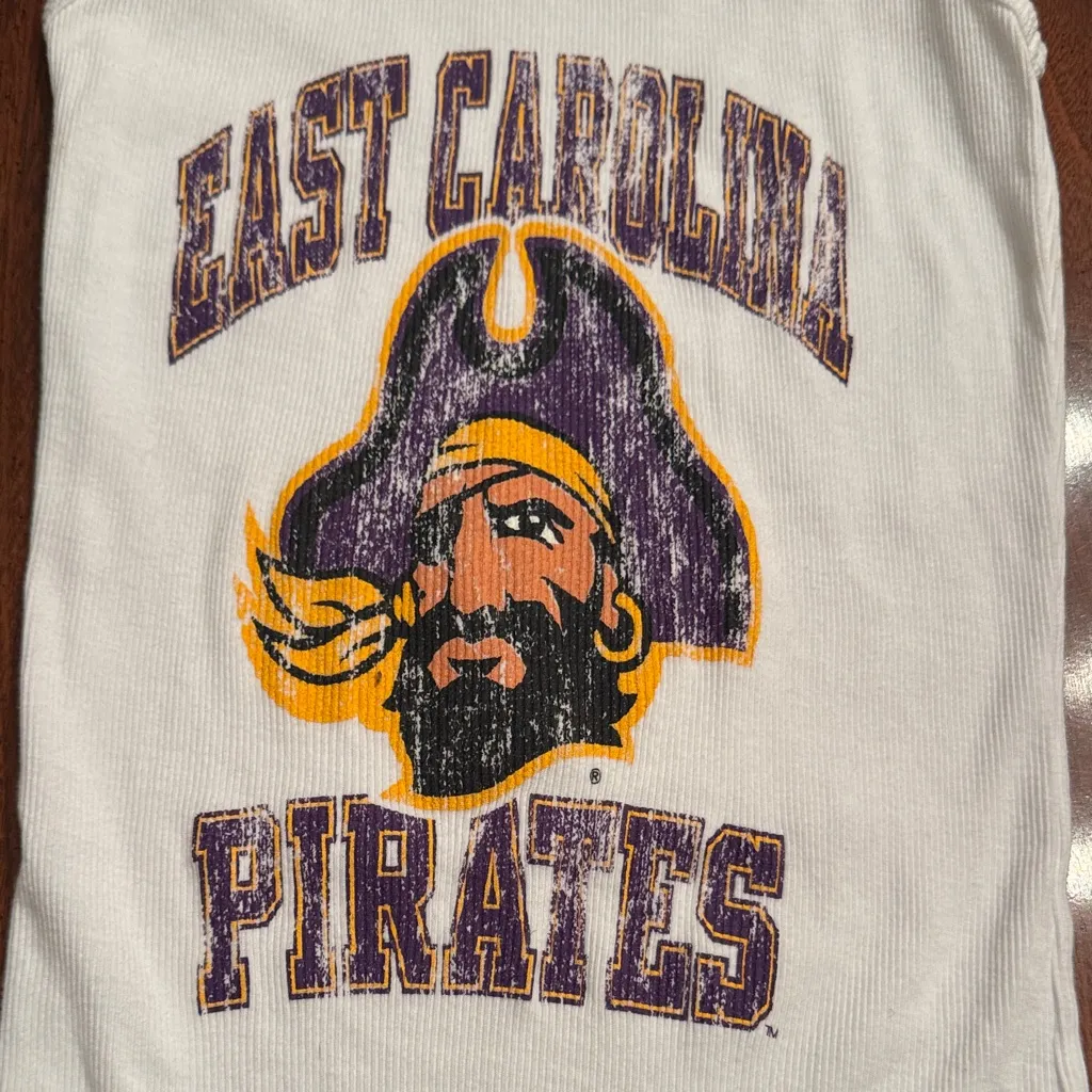 ECU Pirates Soffe White Ribbed Tank Top - Image 3